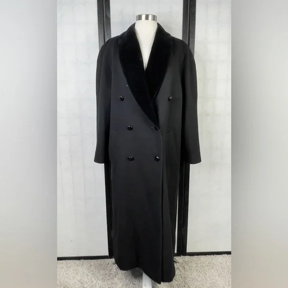 Albert Nipon Black Velvet Collar Coat - Picture 1 of 7